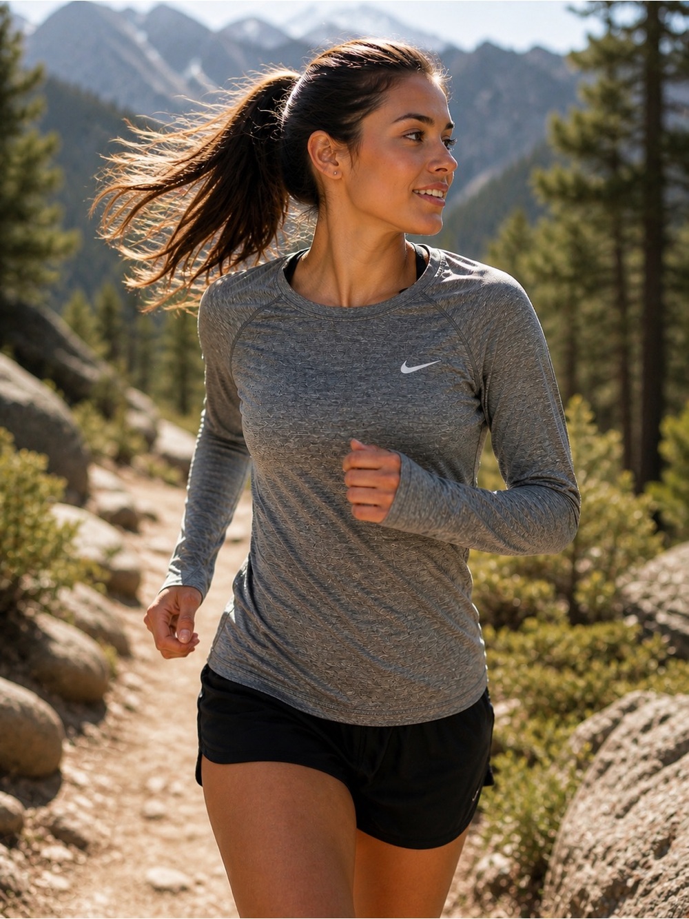 Nike Dri-FIT Long Sleeve Athletic Top Gray Heather Women’s Medium